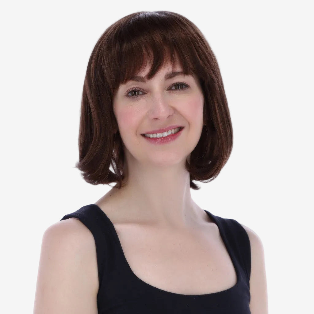 Nina, peluca de cabello natural corte bob largo con flequillo lateral
