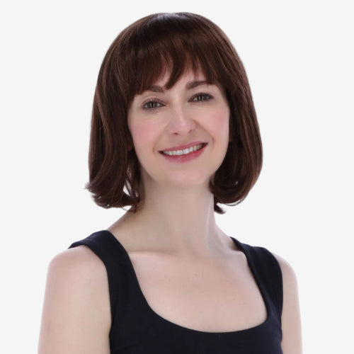 Nina, peluca de cabello natural corte bob largo con flequillo lateral
