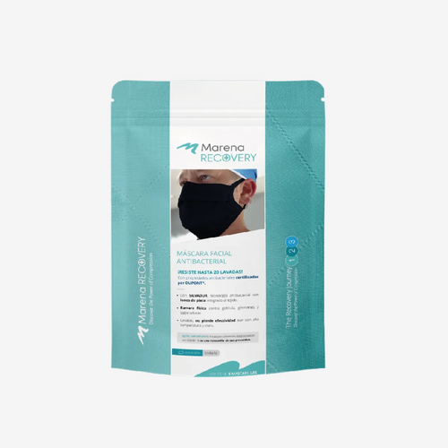 Cubrebocas de tela antibacterial, reusable. Paquete con 5 piezas