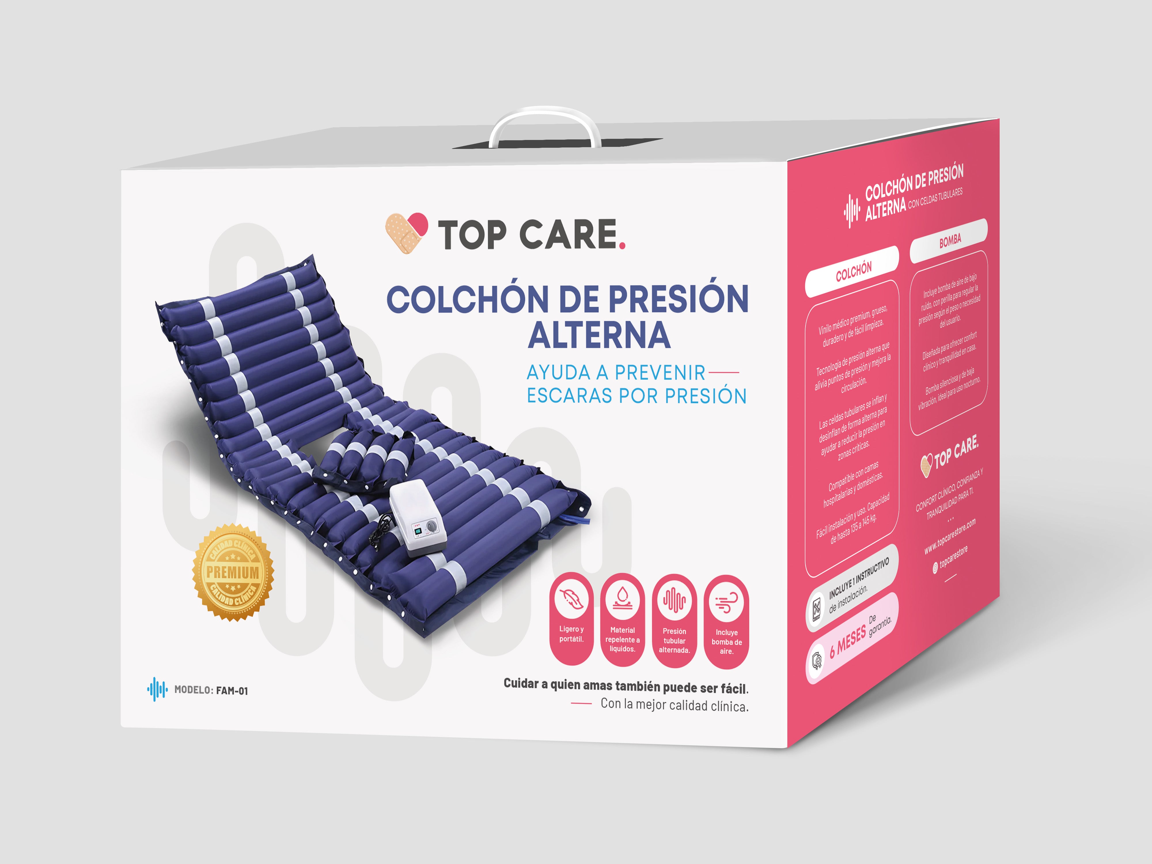 Colchón de presión alterna tubular, para la prevención, tratamientos y manejo de úlceras por presión