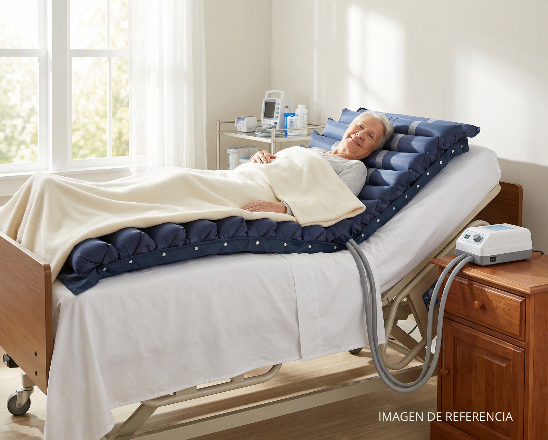 Colchón de presión alterna tubular, para la prevención, tratamientos y manejo de úlceras por presión