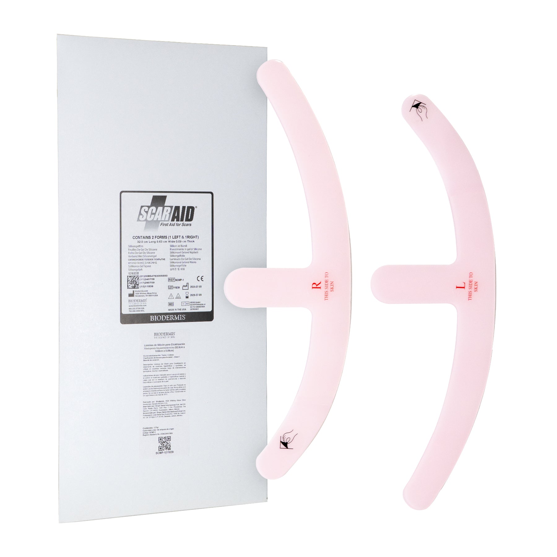 Scar Aid, láminas de silicón grado médico, reducen cicatrices por mastopexia, no incluye el parche para areola. 2 piezas