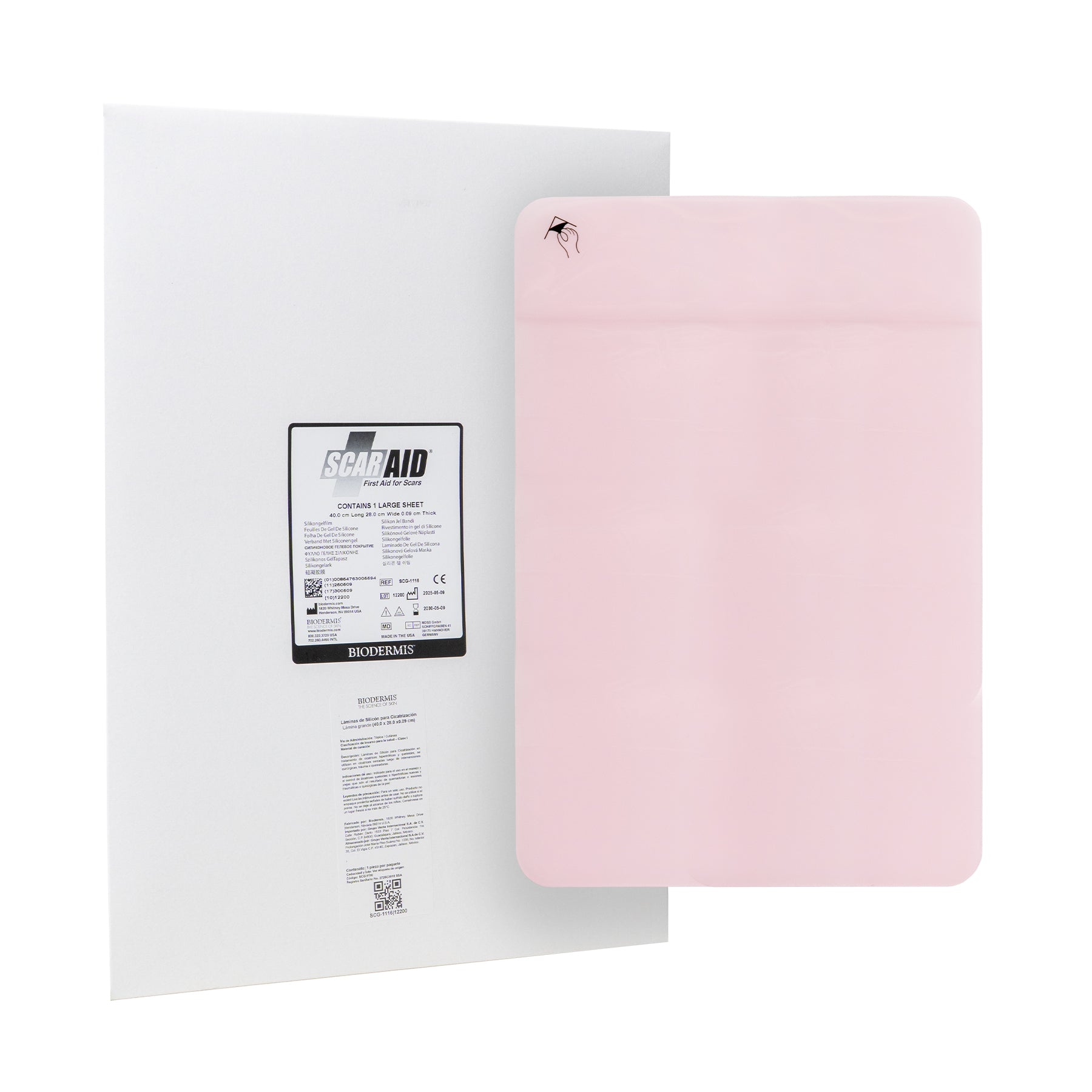 Scar Aid, lámina grande de silicón grado médico para reducir cicatrices extensas. 1 pieza