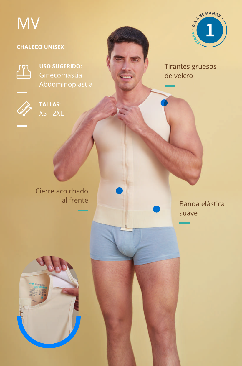Chaleco post operatorio, ginecomastia, abdominoplastía, liposucción