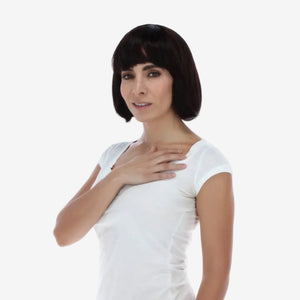 Nina, peluca de cabello natural corte bob largo con flequillo lateral