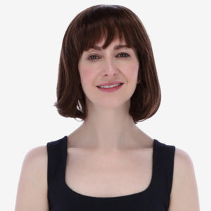 Nina, peluca de cabello natural corte bob largo con flequillo lateral