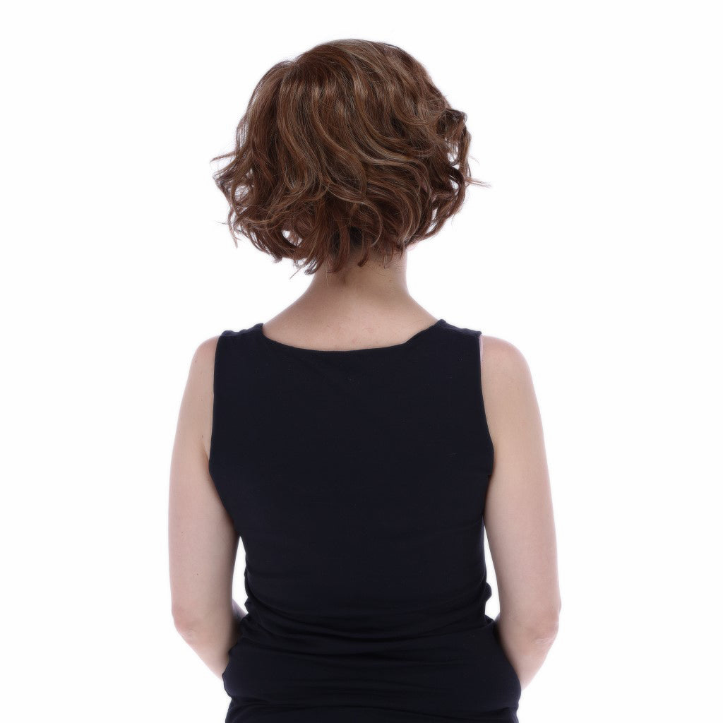Movie, peluca  de cabello sintético corte bob con rizos delicados y mechas sutiles