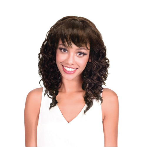 Ashli, Peluca cabello sintético con rizos ondulados
